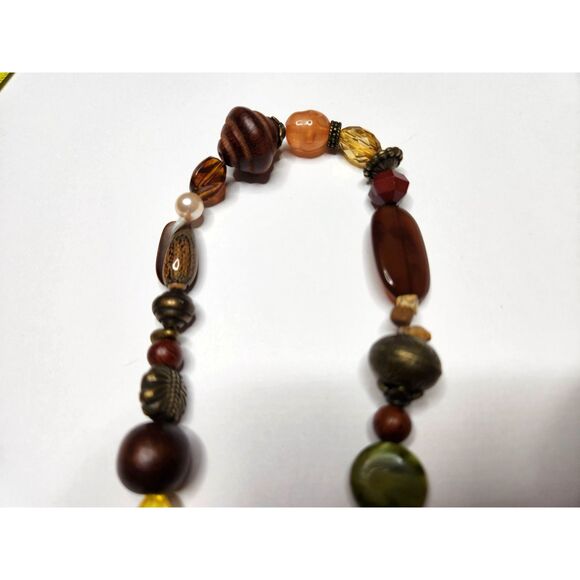 Boho Beaded Tassel Lariat Necklace Long Endless Strand Earth Tones 44 inches - Picture 7 of 9